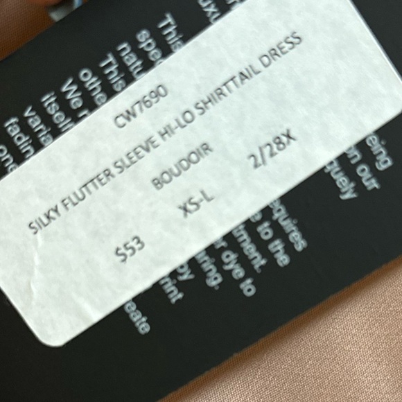 NWT Chaser Silky Fluttered Sleeve HiLo Shirttail Dress - Picture 4 of 6